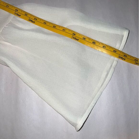 Flying Tomato Mini Dress Size M Cream Sheer Bell Sleeve - Picture 10 of 11